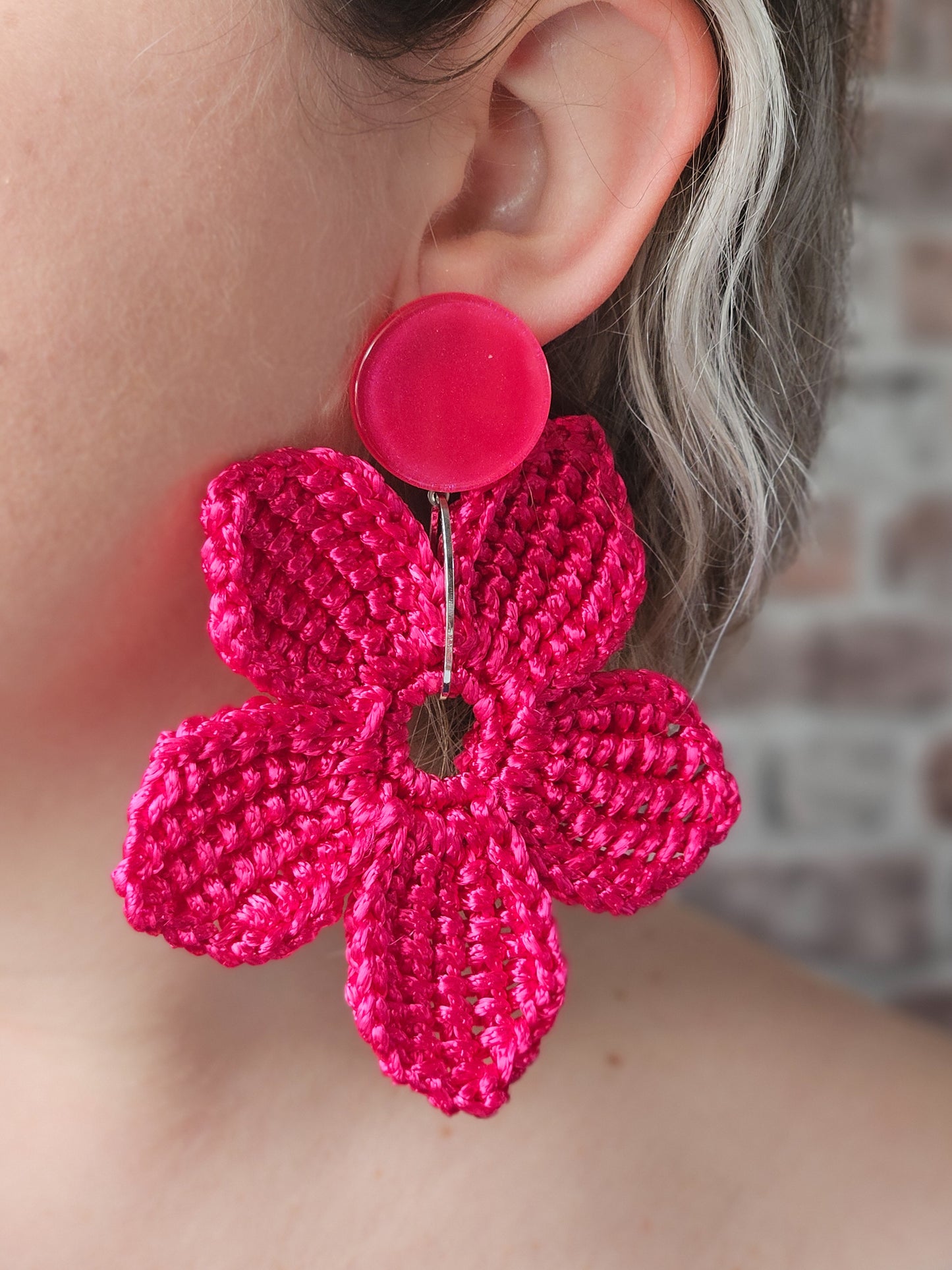 Boucle jasmin crochet fuchsia (grande)