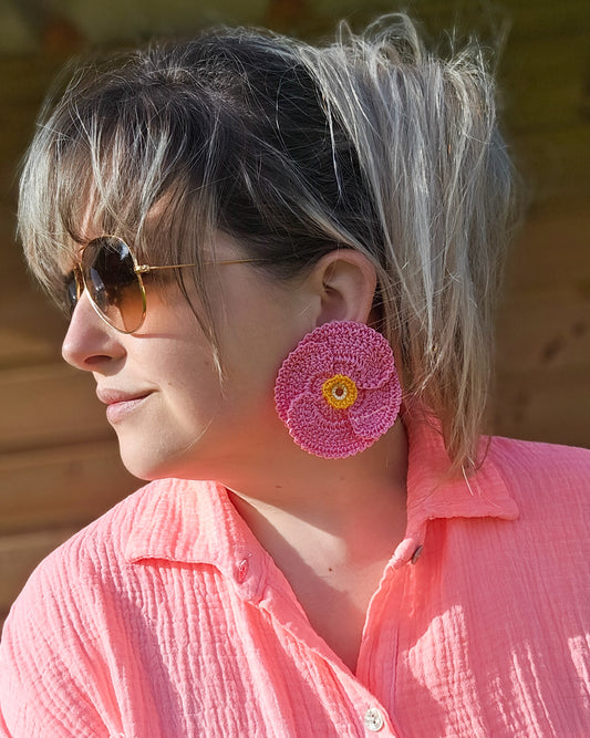 Boucle coquelicot crochet (rose)