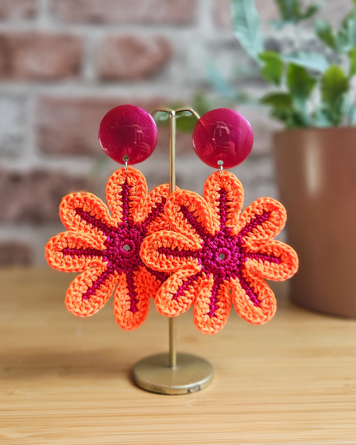 BO marguerite orange fluo/framboise