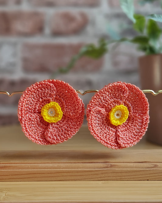 Boucle coquelicot crochet (saumon)