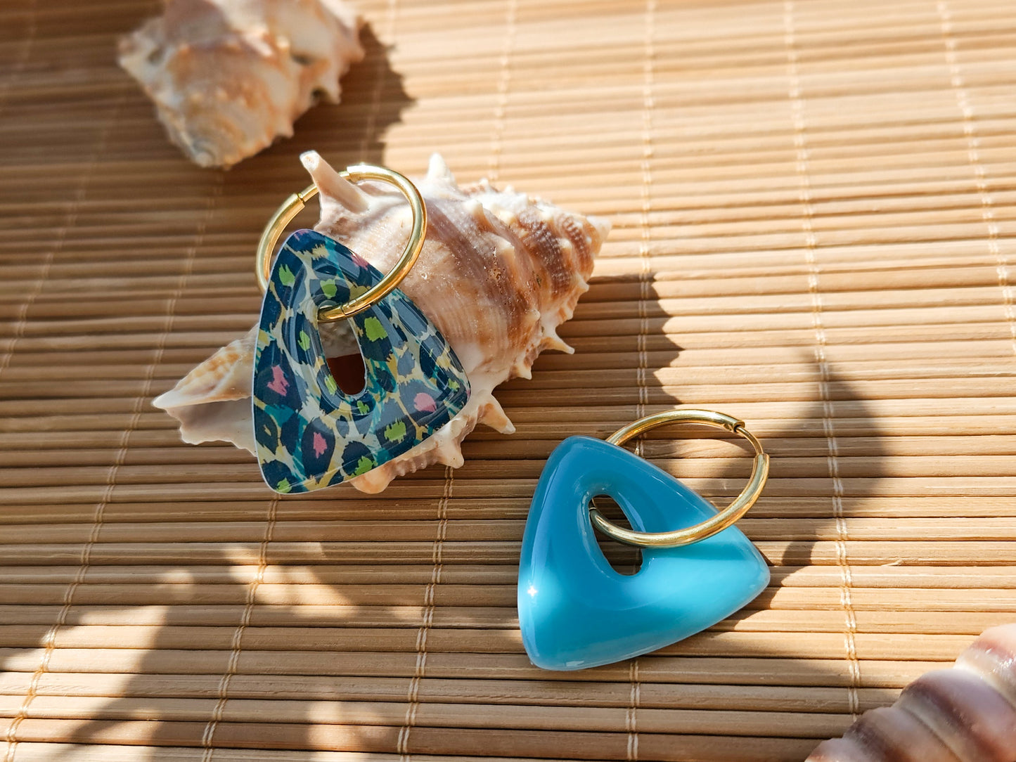 Créole triangle léopard turquoise