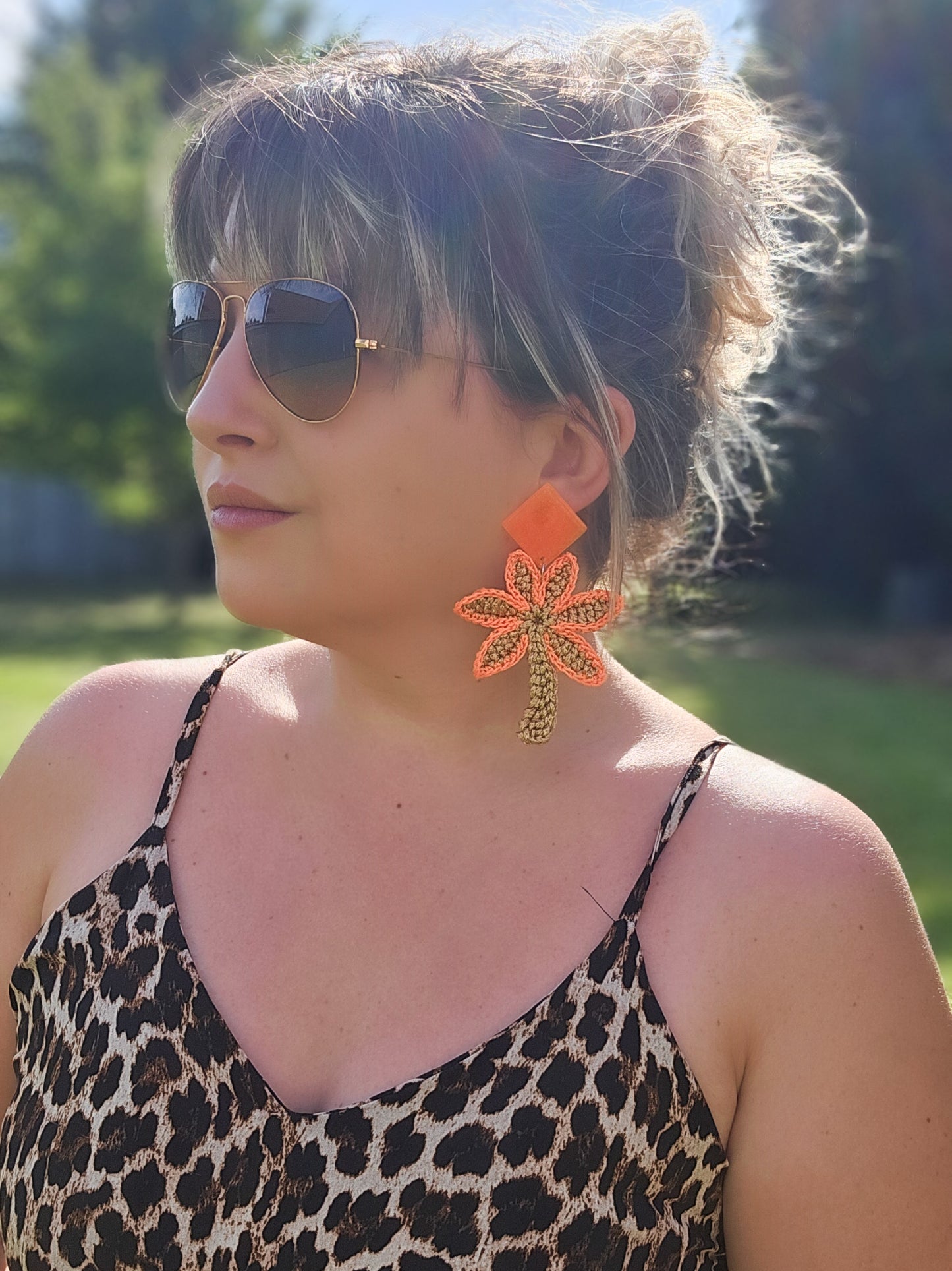 BO palmier crochet ocre & orange