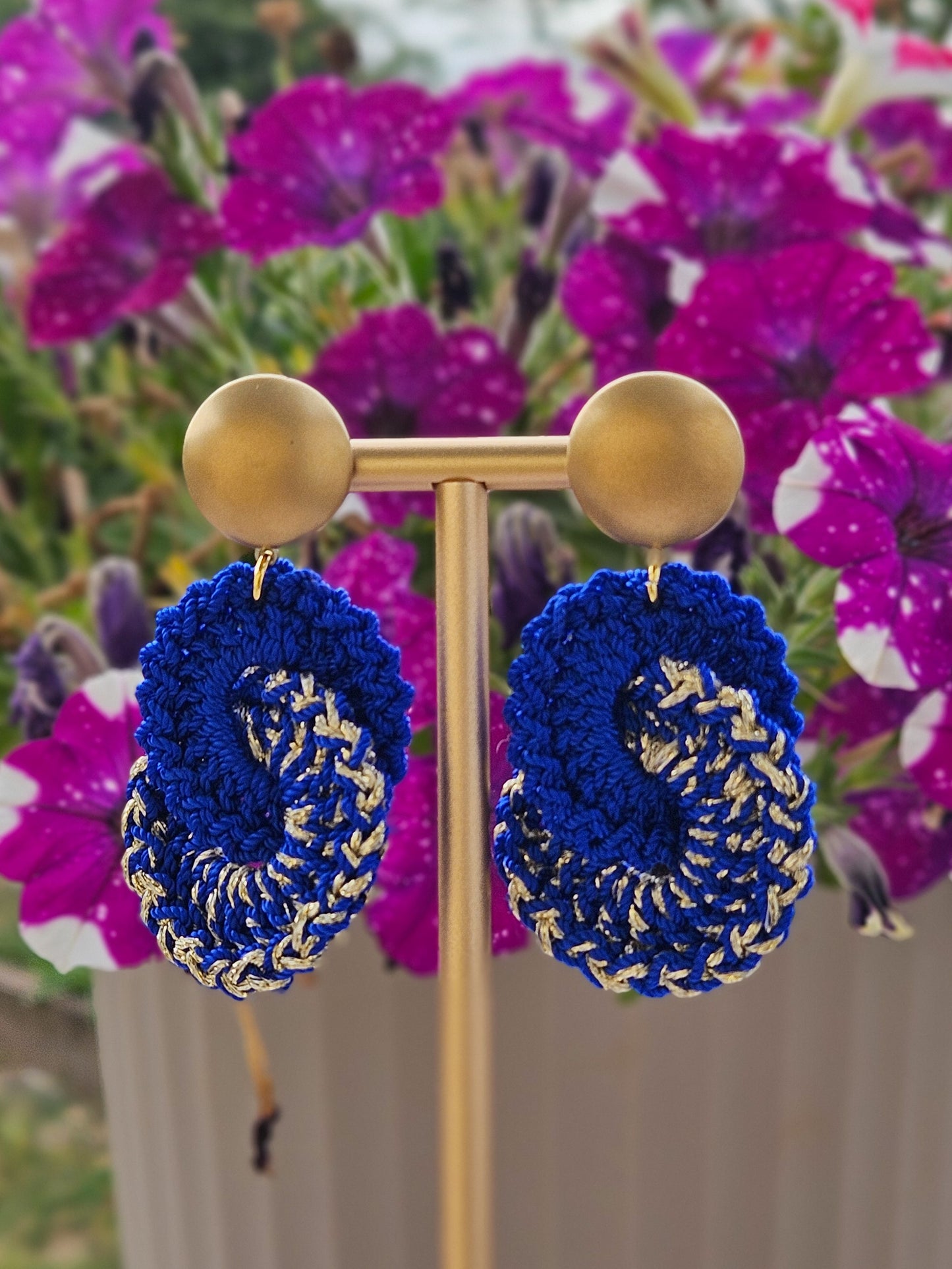 BO maillons crochet bleu roi doré