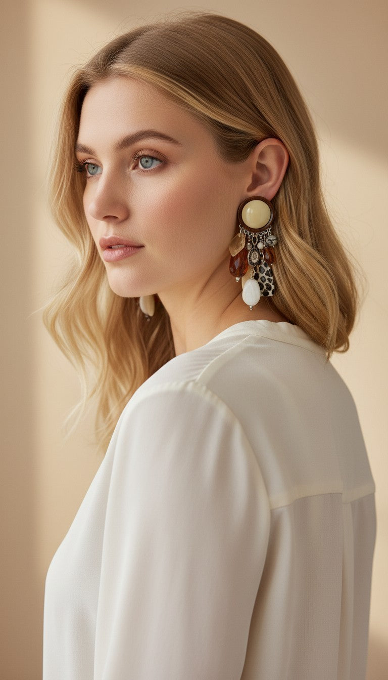 Boucle marron, beige léopard