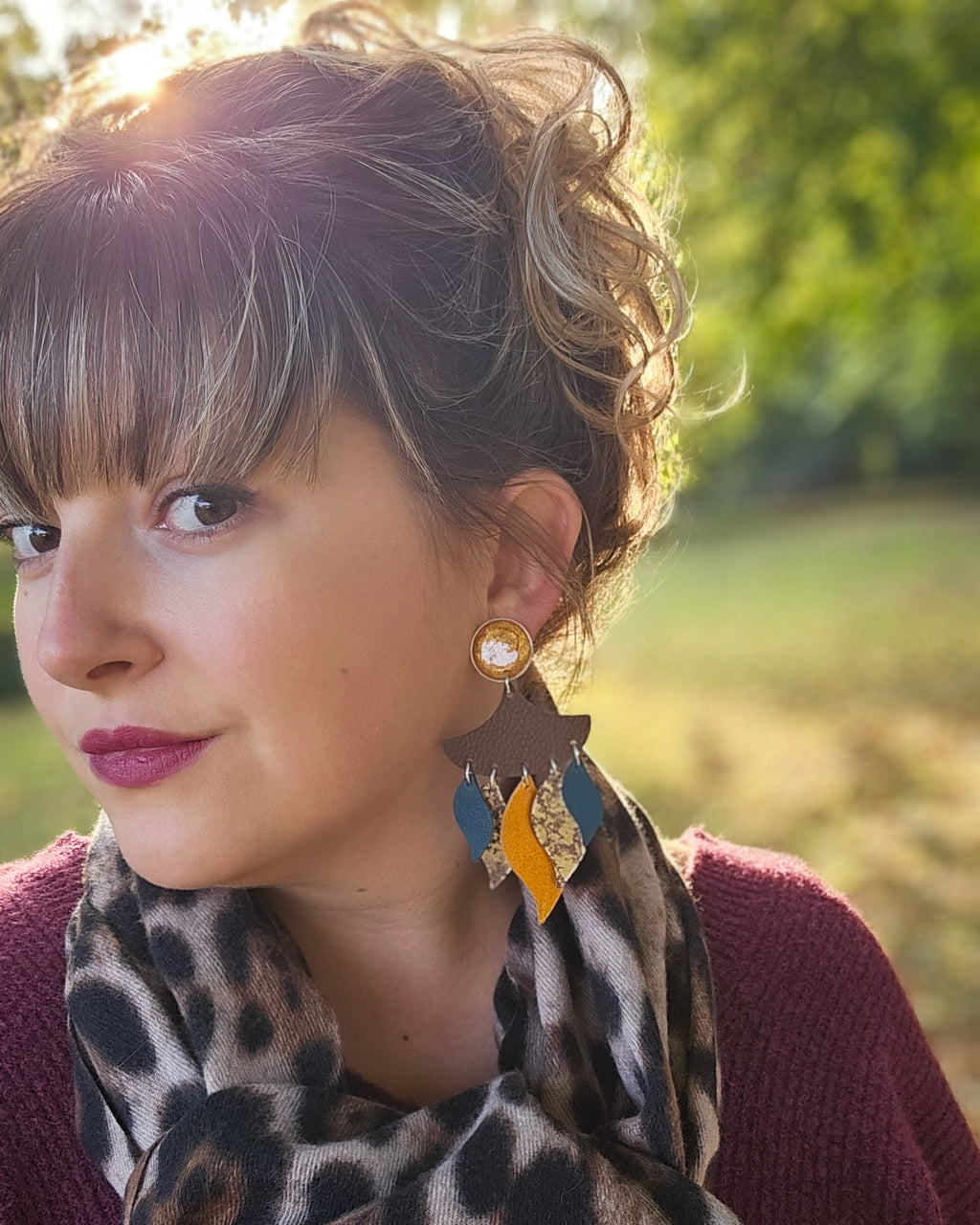 Boucle éventail canard, marron & citrouille