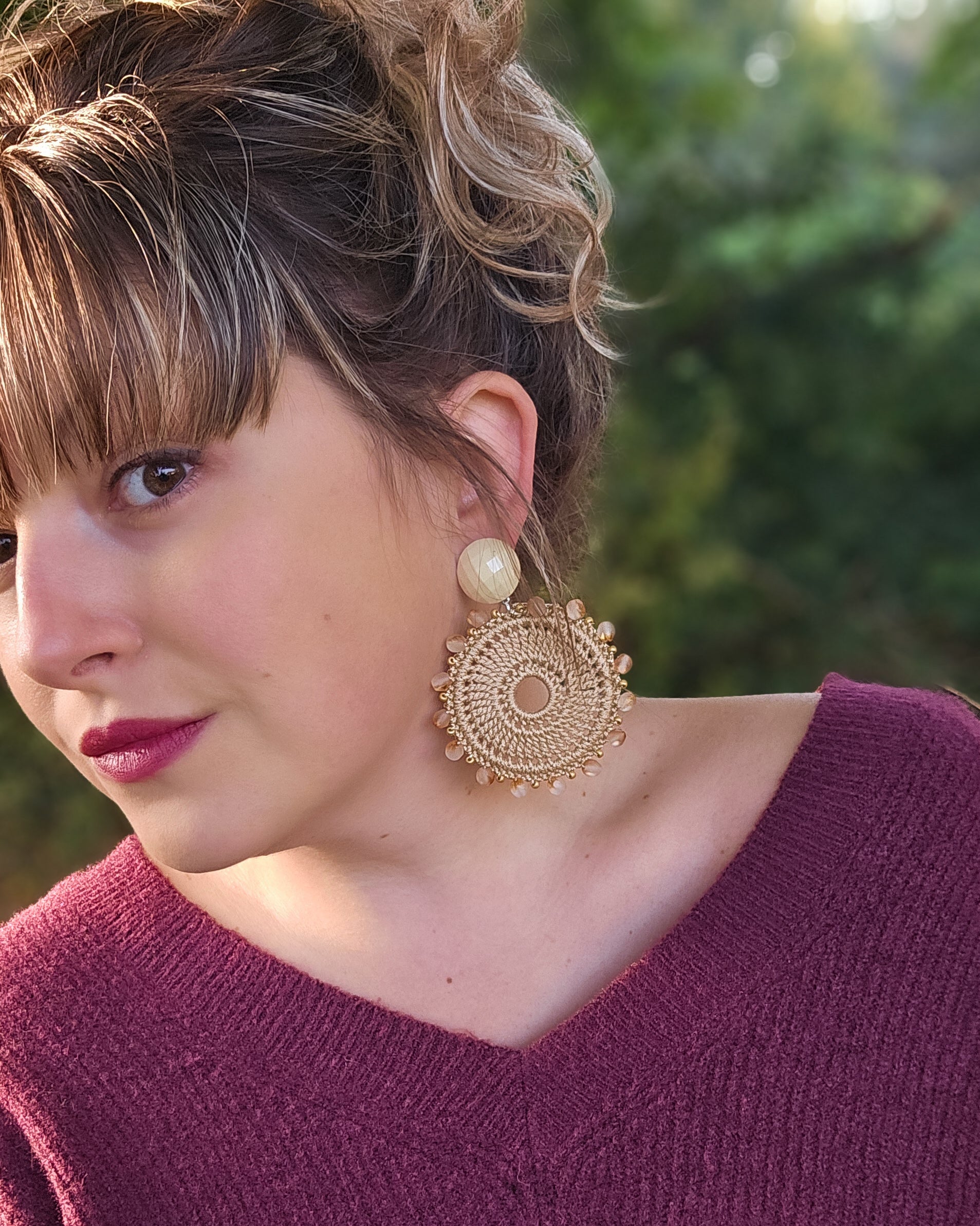 Boucle rosace beige/vanille