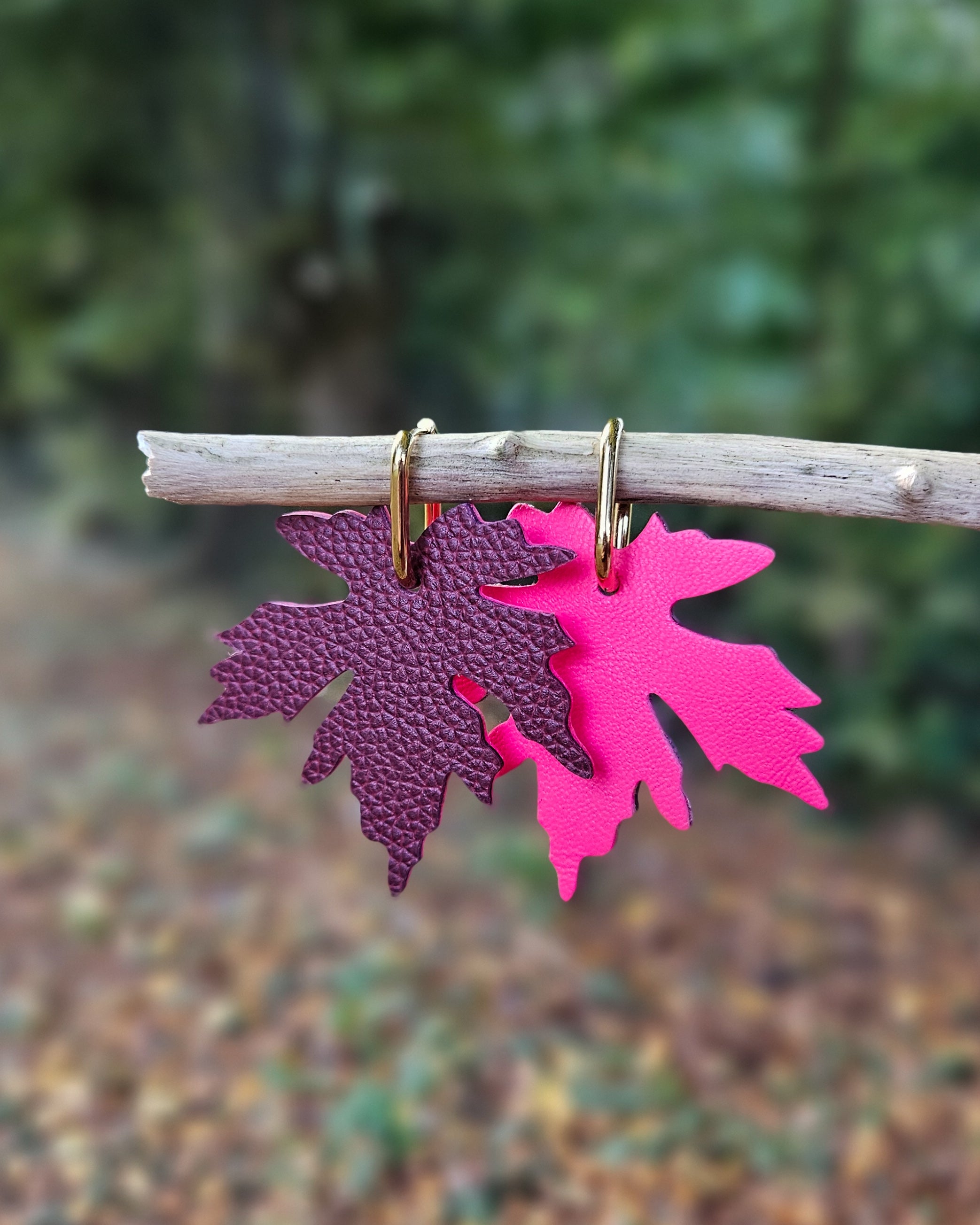 Créole réversible feuille bordeau/fuschia