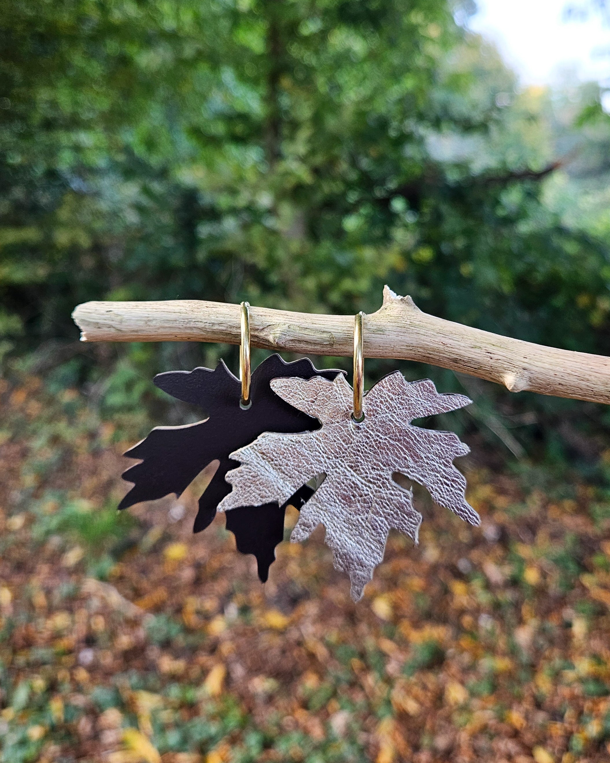 Créole réversible feuille beige doré/chocolat