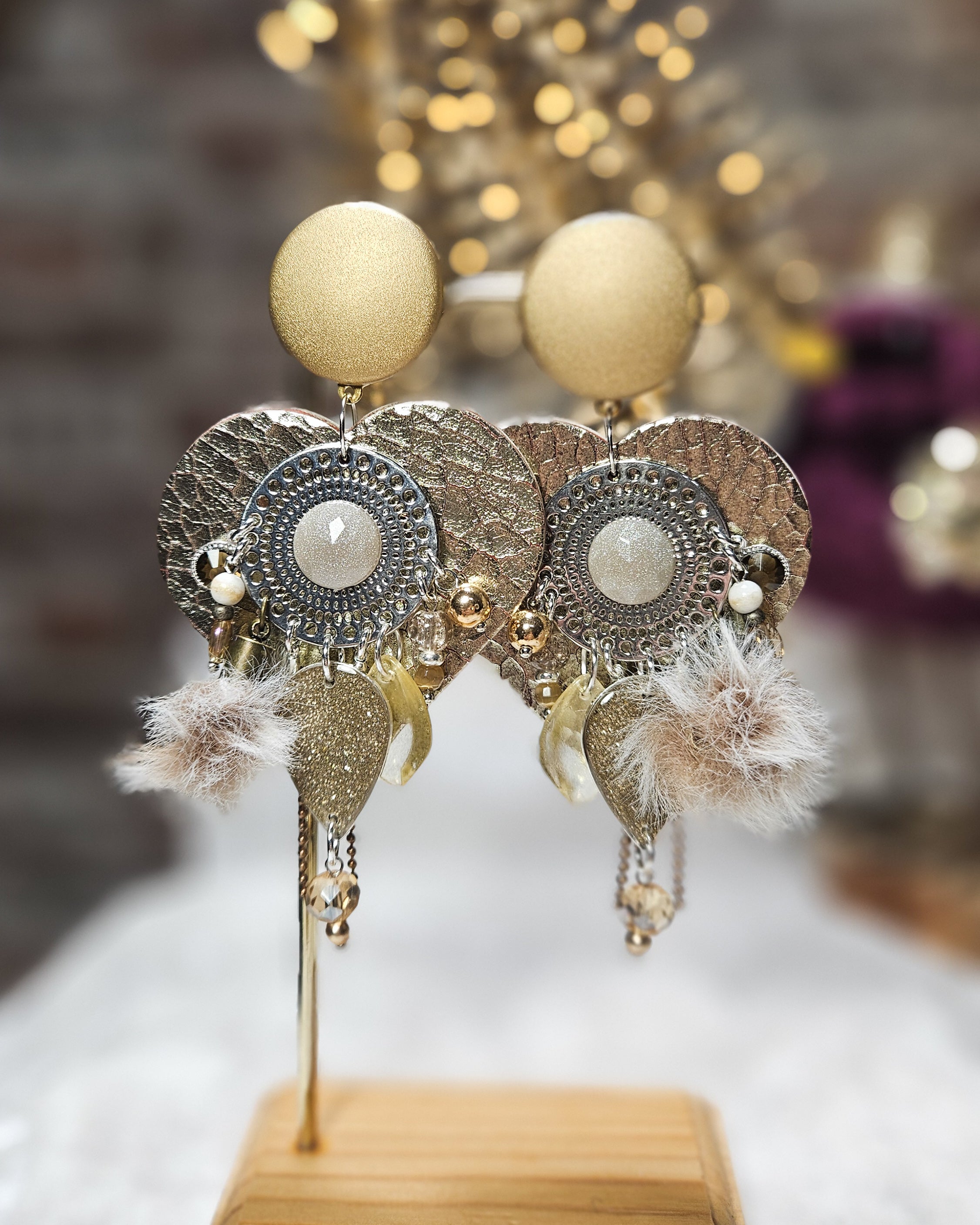 Boucle cœur bronze champagne