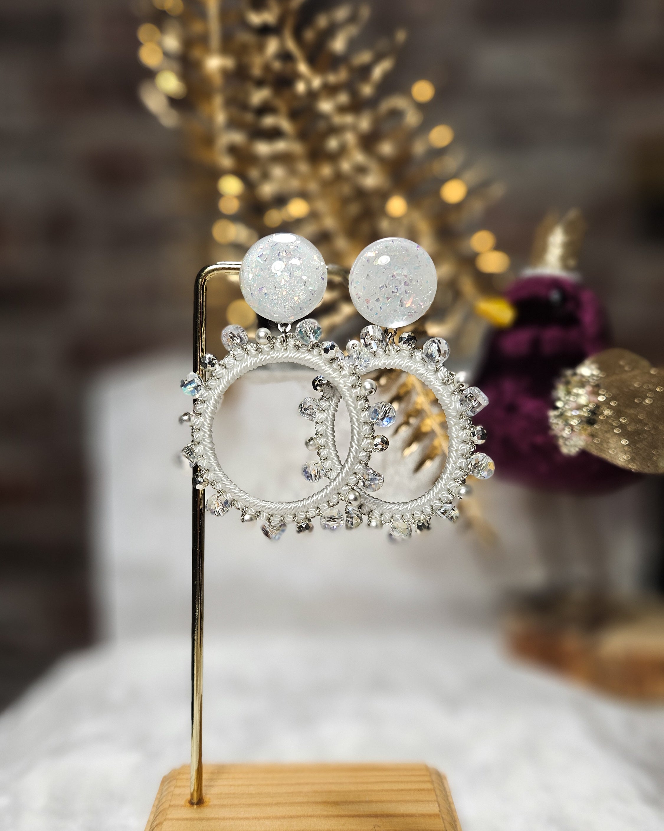 Créole crochet perles blanche