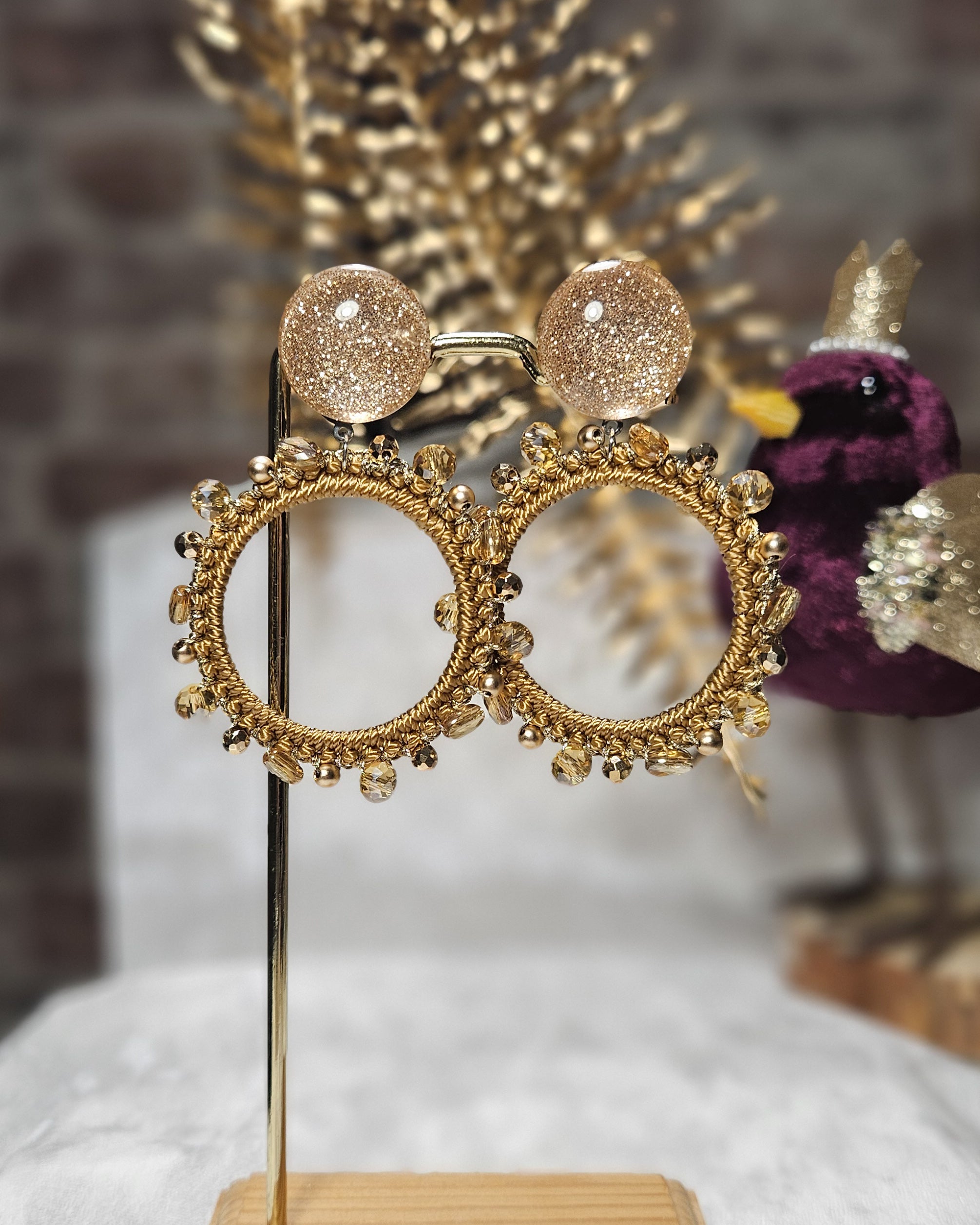 Créole crochet perles champagne