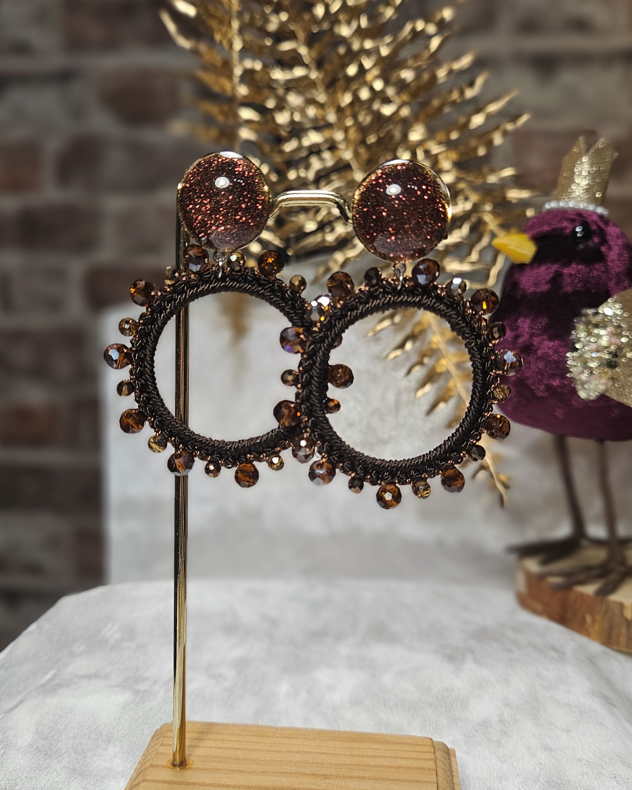 Créole crochet perles chocolat