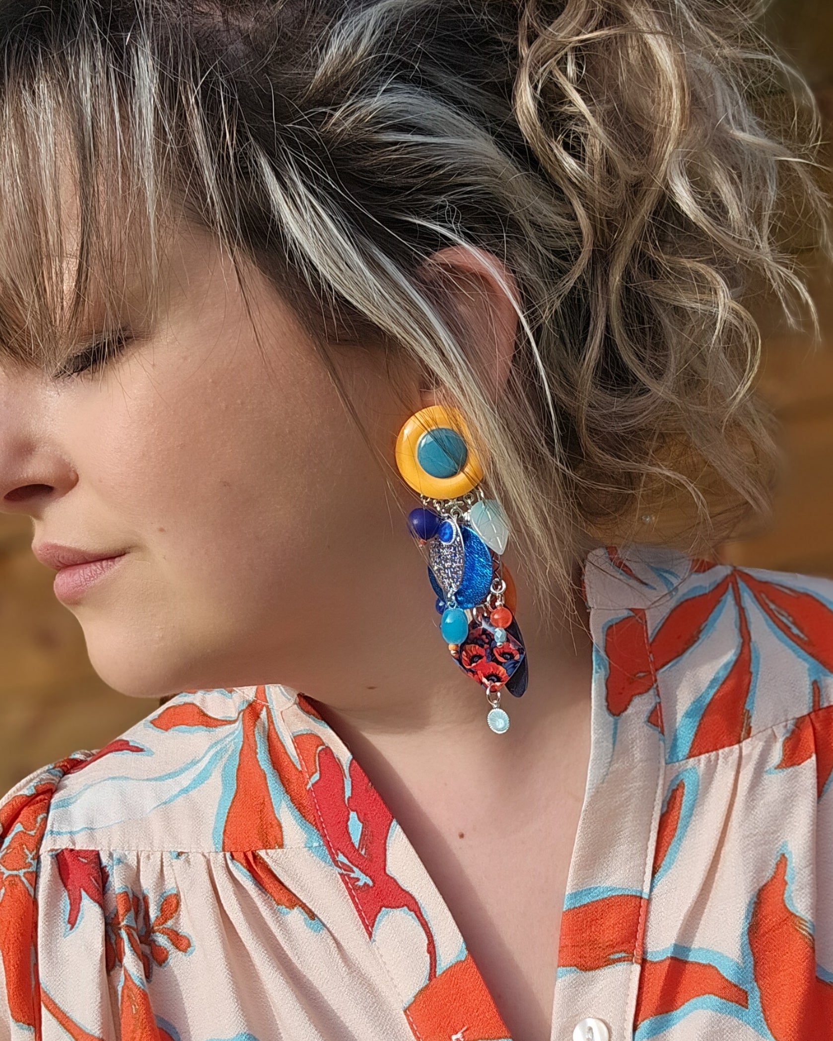 Boucle cascade orange|azur