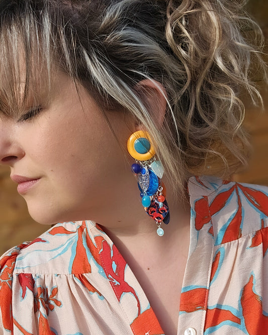 Boucle cascade orange|azur