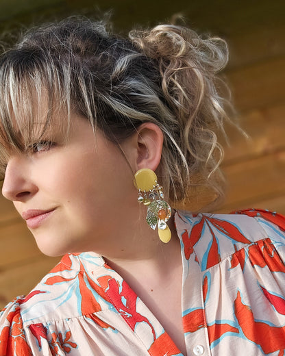 Boucle pampille ocre