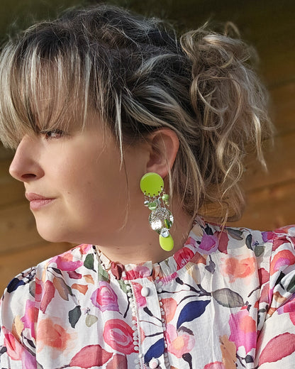 Boucle pampille vert anis