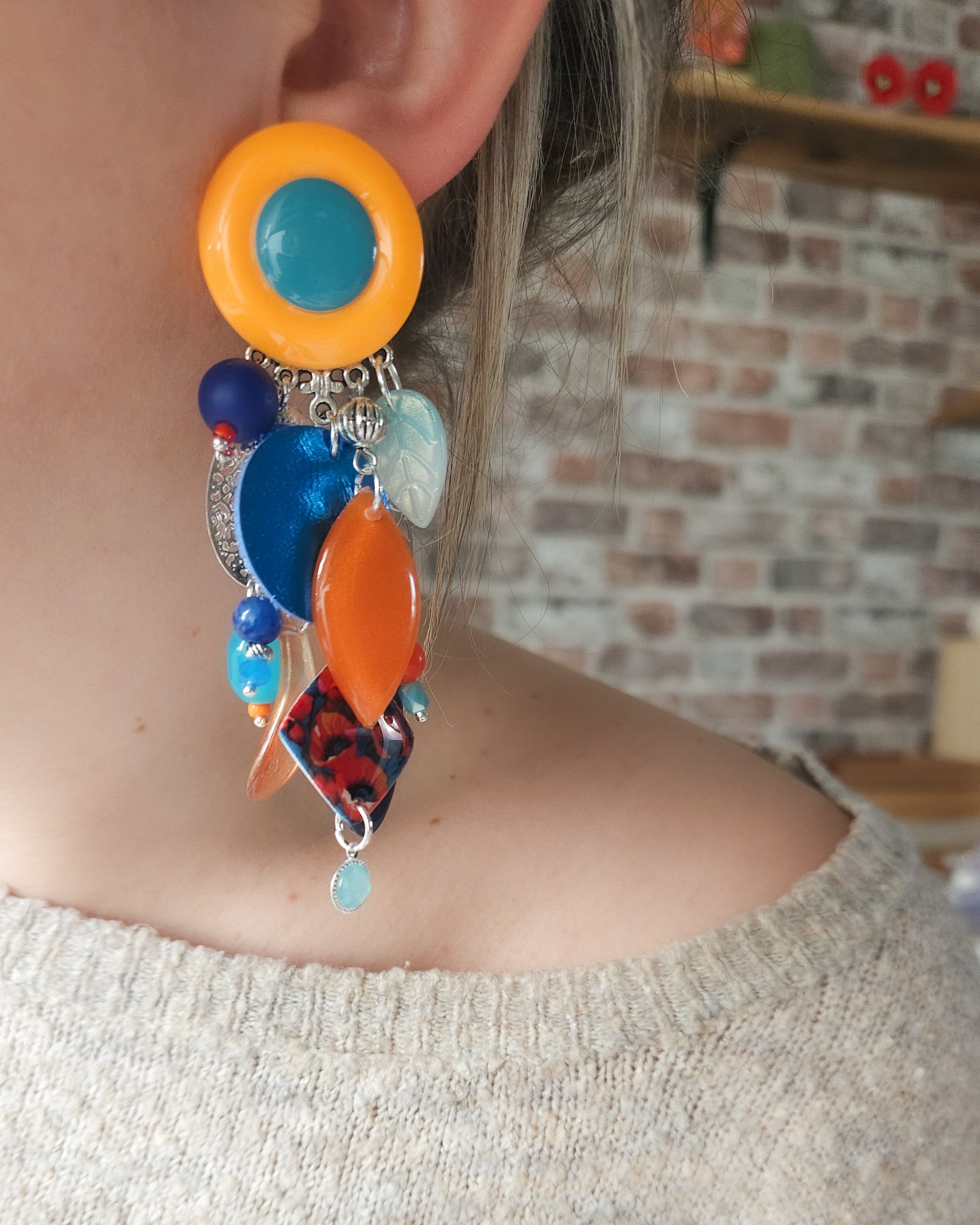 Boucle cascade orange|azur