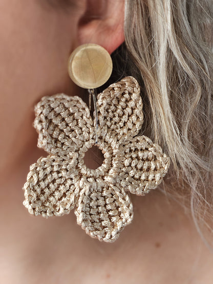 Boucle jasmin crochet beige doré (moyenne)