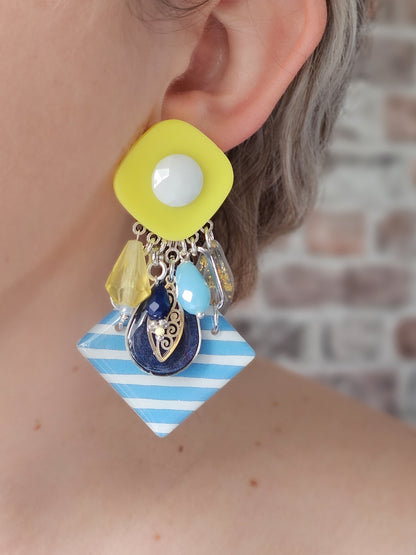 Boucle moyenne marinière & jaune pastel