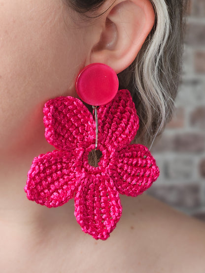 Boucle jasmin crochet fuchsia (grande)