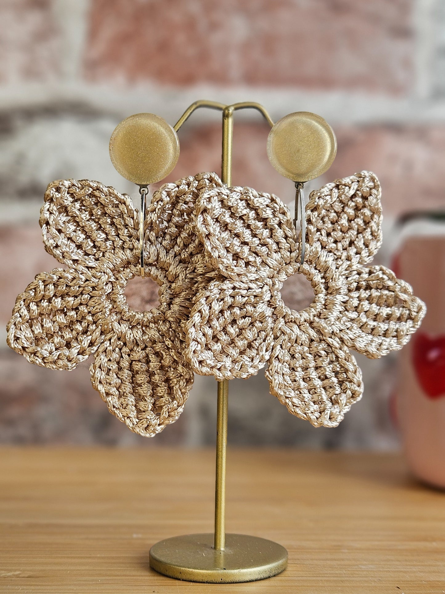 Boucle jasmin crochet beige doré (moyenne)