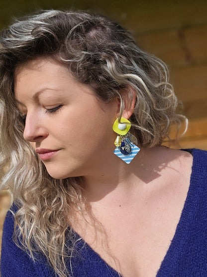 Boucle moyenne marinière & jaune pastel