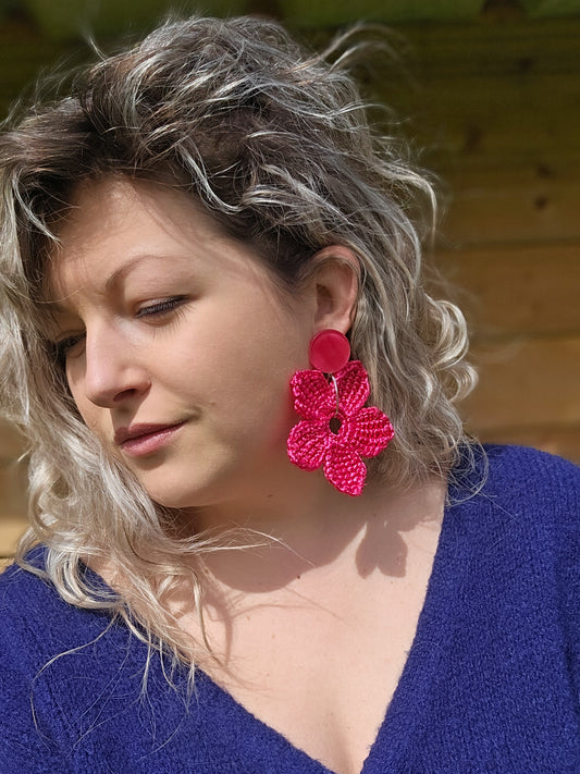 Boucle jasmin crochet fuchsia (grande)