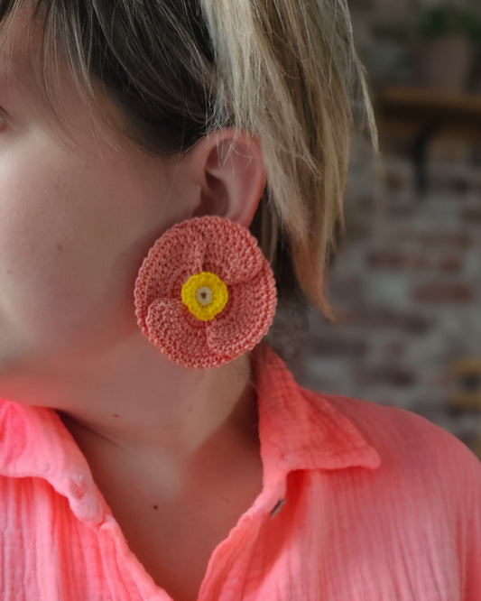 Boucle coquelicot crochet (saumon)