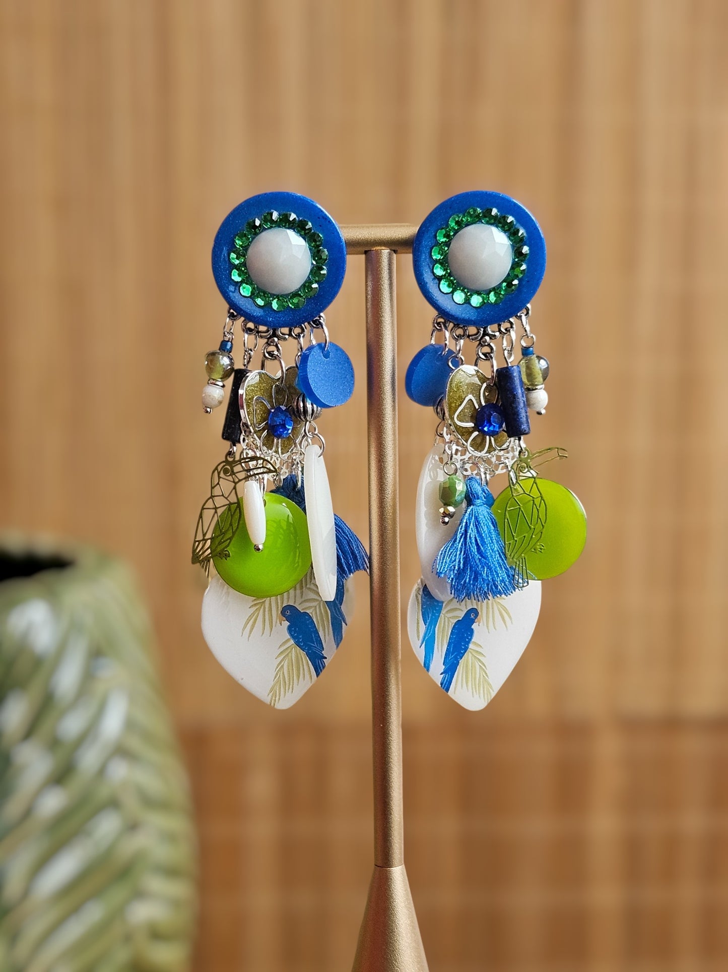 Boucle perroquet bleue & verte