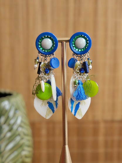 Boucle perroquet bleue & verte