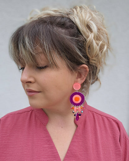 BO pluie de perles néon violet, rose & orange