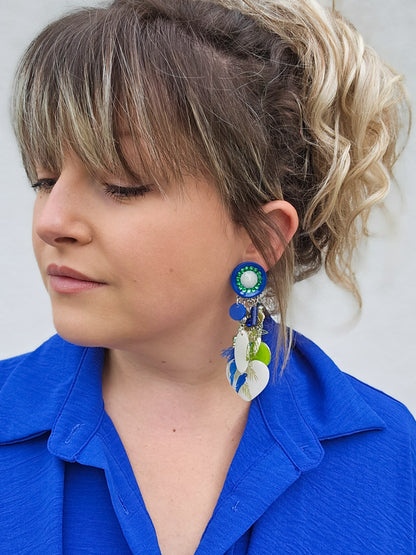 Boucle perroquet bleue & verte