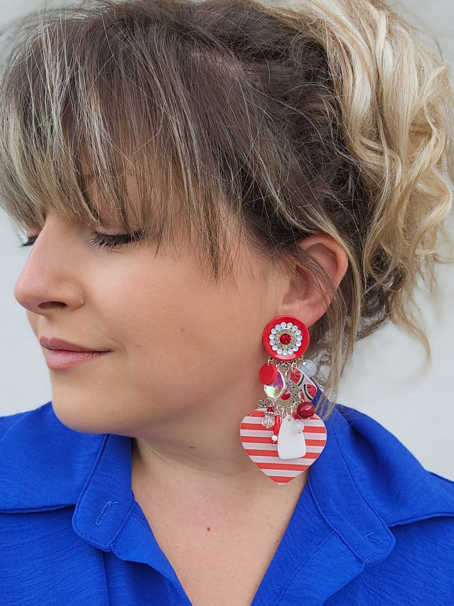 Boucle coeur marinière rouge