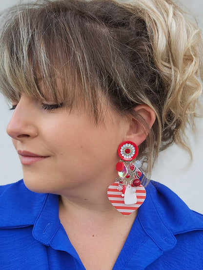 Boucle coeur marinière rouge