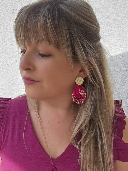 BO maillons crochet fuchsia doré