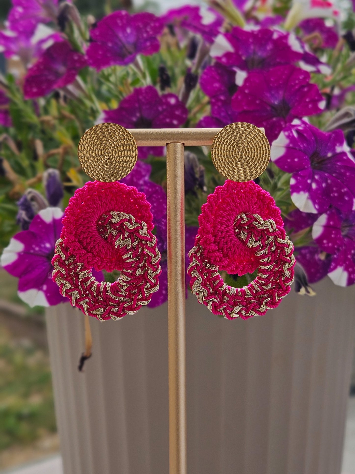 BO maillons crochet fuchsia doré