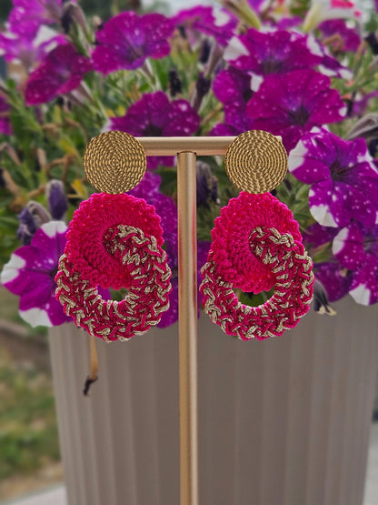 BO maillons crochet fuchsia doré