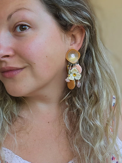 Boucle caramel, rose et marron