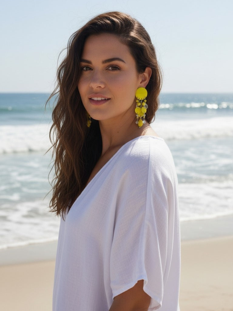 BO pluie de perles jaune citron