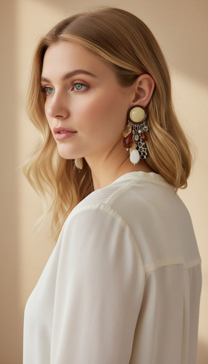 Boucle marron, beige léopard